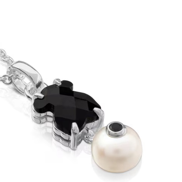 Like New [$139] Tous Silver Erma Necklace with Onix, Pearl and Spinel 🐻 - Picture 3 of 6